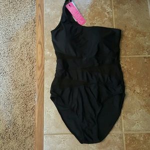 One Piece Black & Mesh Swimsuit