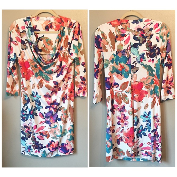 Calvin Klein Watercolor Sheath Dress - Picture 2 of 3