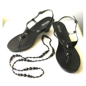 Jeweled Black Patent Sandals