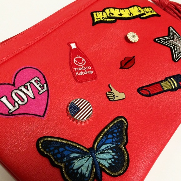 Cherry Patched up Wrist Clutch Bag