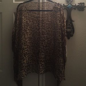 Leopard print poncho