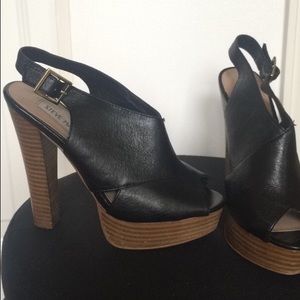 Steve Madden black leather heels