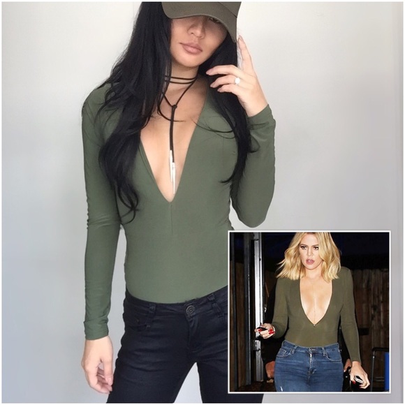 LAST!! Khaki Khloe Deep V BS - Picture 4 of 4