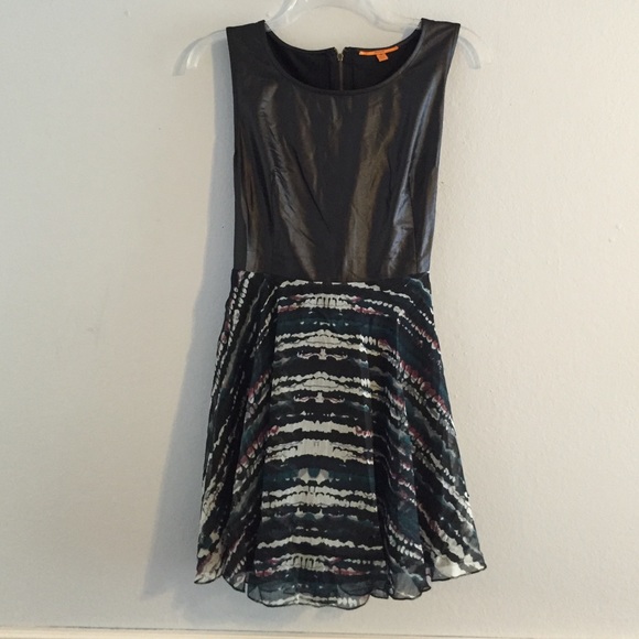 Skater Dress with Shiny "Leather Look" Size M