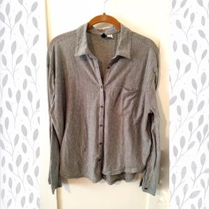 Micro-pinstripe grey button down