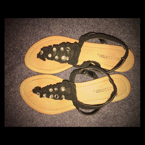 Black sandals  with stones