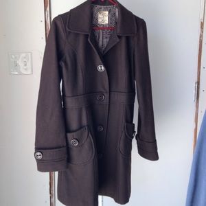 Tulle short trench wool coat. Chocolate brown. Tulle short trench wool coat. Chocolate brown.