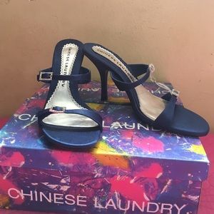 Beautiful blues satin shoes from Chinese laundry.