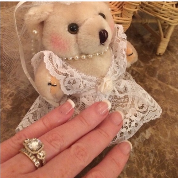 Bride and groom bears. Sold w/mini wicker chairs - Picture 2 of 3