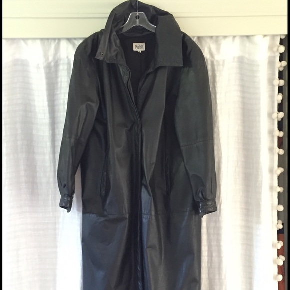 1980s vintage full length leather coat