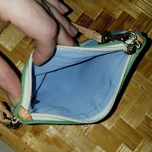 Coach Bags - FINAL PRICE Coach Stripe Wristlet blue/green/tan Coach Bags - FINAL PRICE Coach Stripe Wristlet blue/green/tan