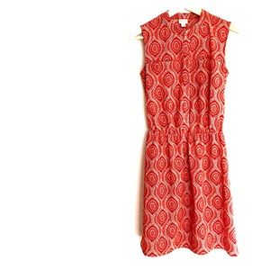Tropical orange sleeveless midi dress