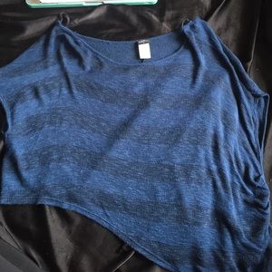 Black/blue striped poncho