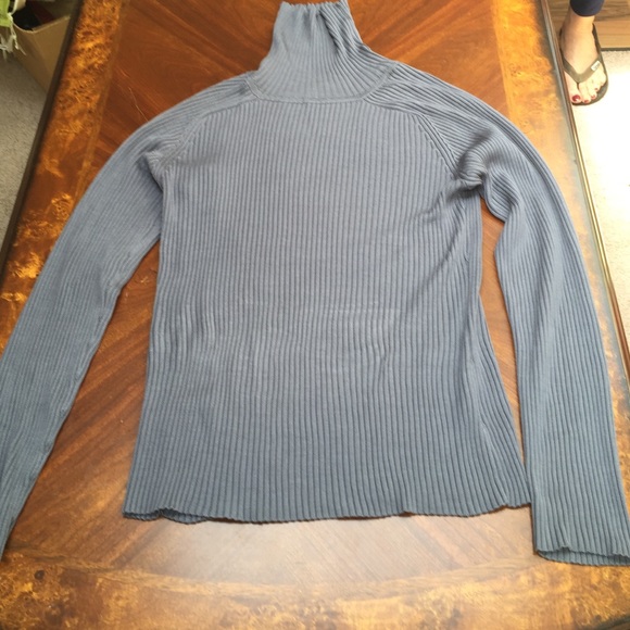 Steel Blue Silk Turtleneck