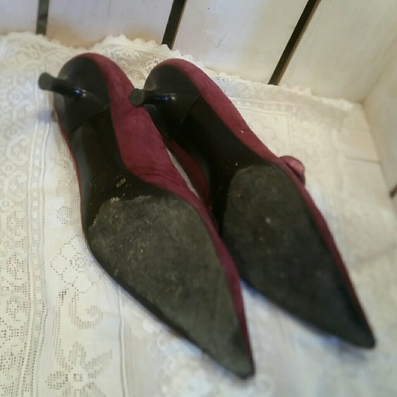 Vintage Goth Pointy Toe Redpurple Suede Heels 8. - Picture 3 of 4