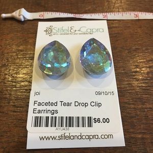 Faceted Teardrop Clip Earrings