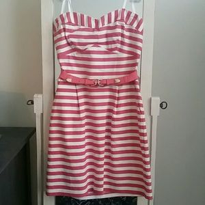Coral & White Striped Mini Dress