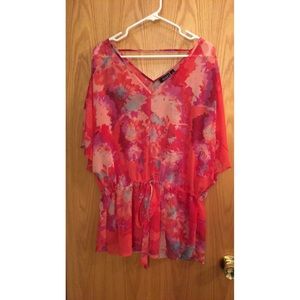 Sheer Floral Print Blouse