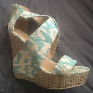 Aqua Macrame Wedges