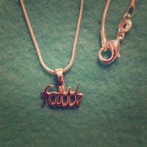 Faith Necklace in Sterling Silver w/CZ accent