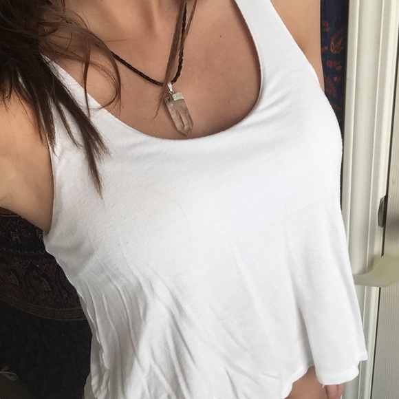 white flowy crop tank