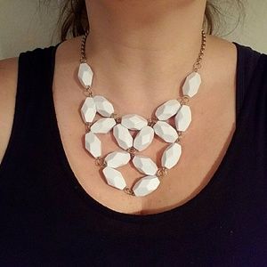Francesca's Collections Jewelry - Silver and White Bead Statement Necklace Francesca's Collections Jewelry - Silver and White Bead Statement Necklace