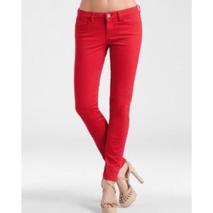 Red skinny jeans