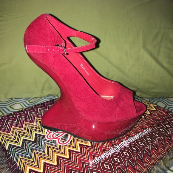 Red suede  heeless shoes