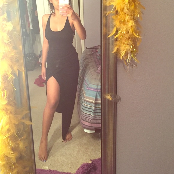 Black dress cotton asymmetrical