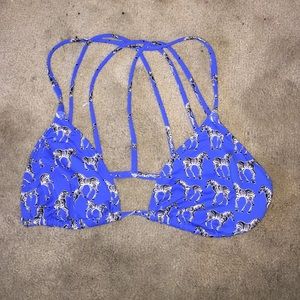 Abercrombie and Fitch blue bikini top small zebras