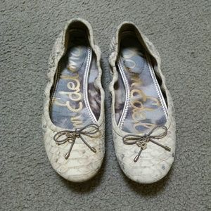 Sam Edelman leather flats,  snake print, size 7