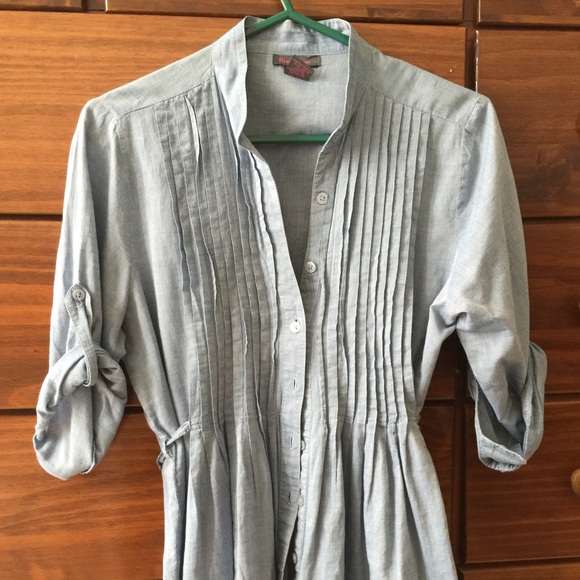 Chambray long button down shit