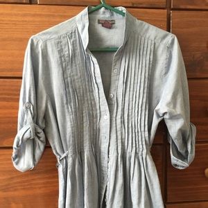 Chambray long button down shit