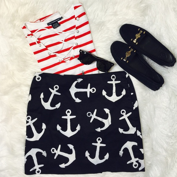 J. Crew Dresses & Skirts - J.Crew Postage Stamp Mini in Dizzy Anchors