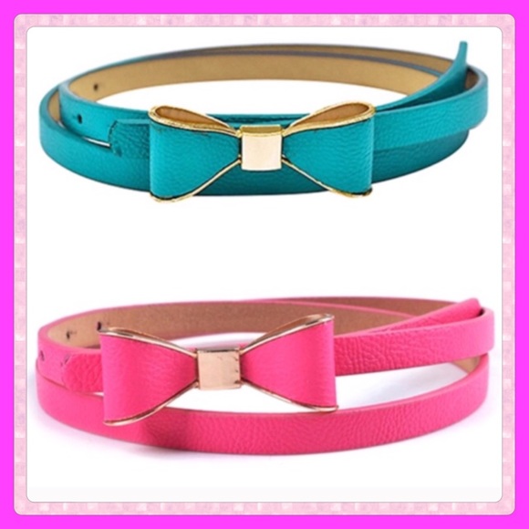 Sold Out! Pink Vegan Leather Bow Belts!