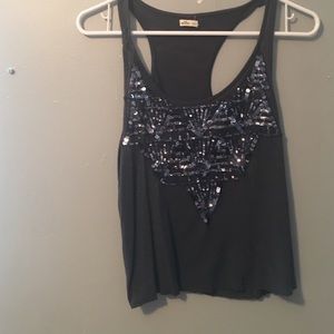 Dark grey sequenced tank top
