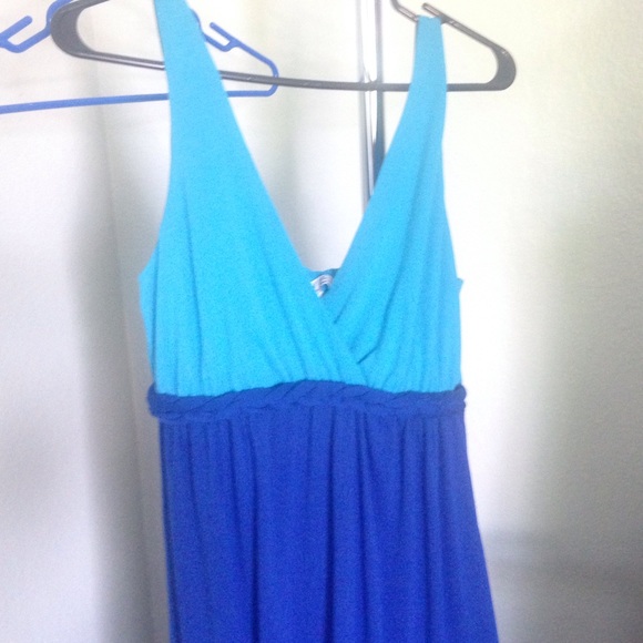 Long floor-length navy blue dress