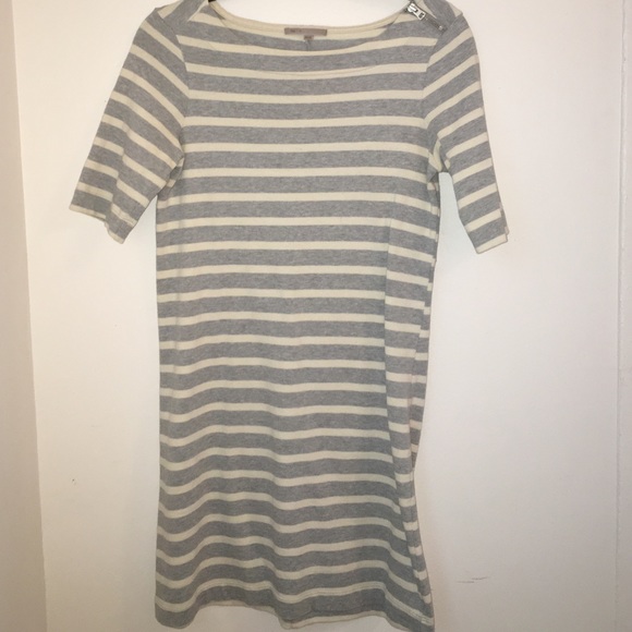 Striped Gap 3/4 sleeve length sweater dress.