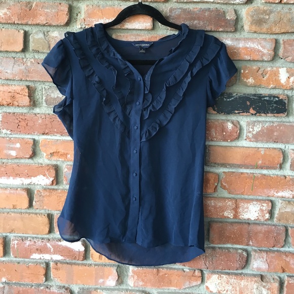 Sheer Navy Blue Top - Picture 1 of 4