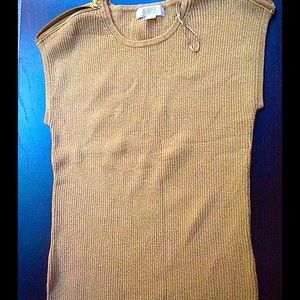 Michael by Michael Kors zipper shoulder gold top