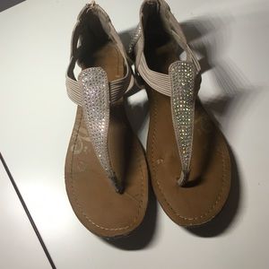 Beige bedazzled sandals