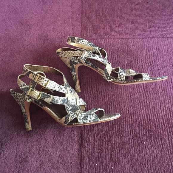 Cynthia Vincent Snakeskin Strappy Sandals - Picture 2 of 3