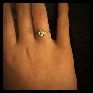 Flower gem inlay ring