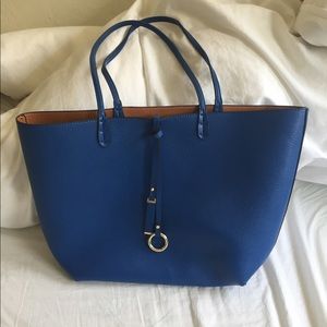 Leather reversible tote bag