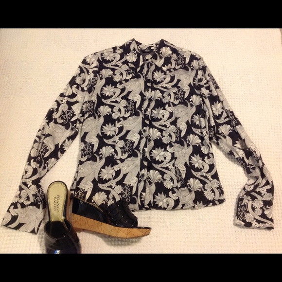 PRICE DROP 🎈Beautiful black & white 100% silk - Picture 2 of 4