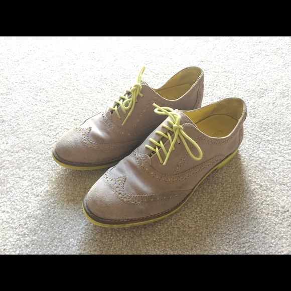 Cole Haan Alisa Oxford/Loafer Tan Suede/ yellow