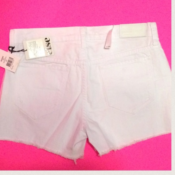 NWT $48 ELSE Distressed Destroyed Denim Shorts 2.5” Inseam Factory Cut-Off WHITE - Picture 3 of 9