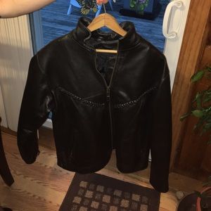 Women's leather motorcycle jacket