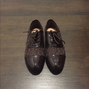 Embellished Floral & Leather Oxfords