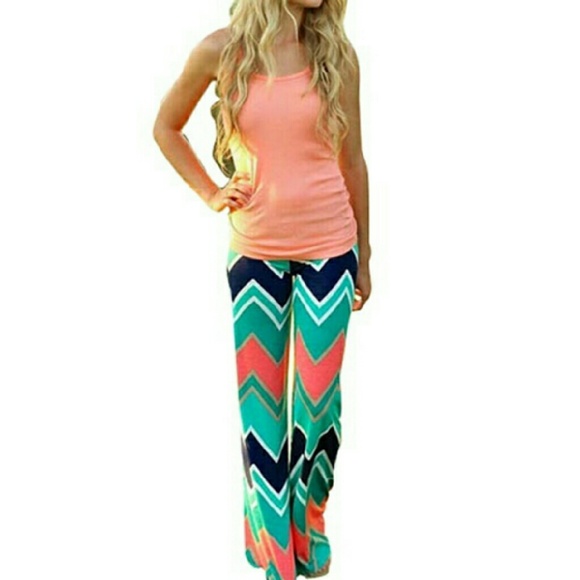 Chevron design palazzo pants